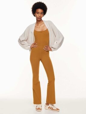 Aritzia Wilfred Free Divinity Kick Flare Jumpsuit Rich Chestnut XS